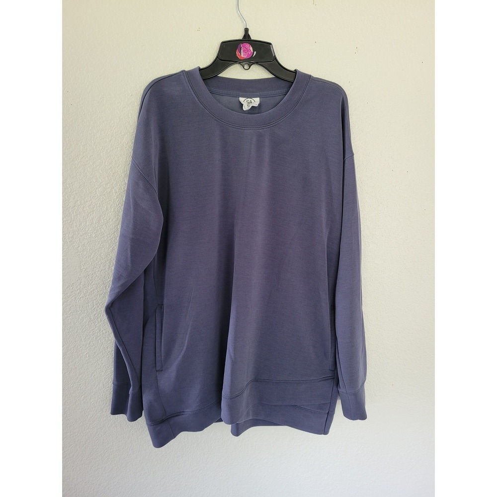 Sage Collective Womens Blue Modal Blend Crewneck Sweatshirt Pockets M #22‎